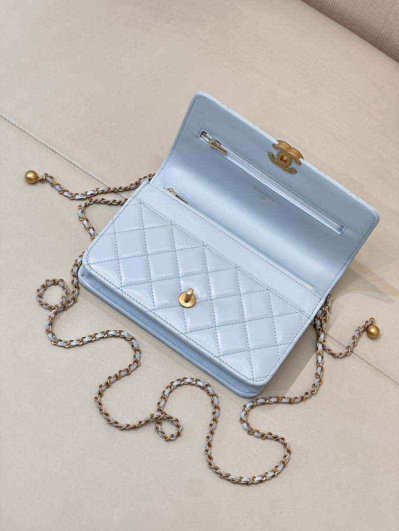 Chanel Shiny Calfskin WOC Purse Blue AP2289