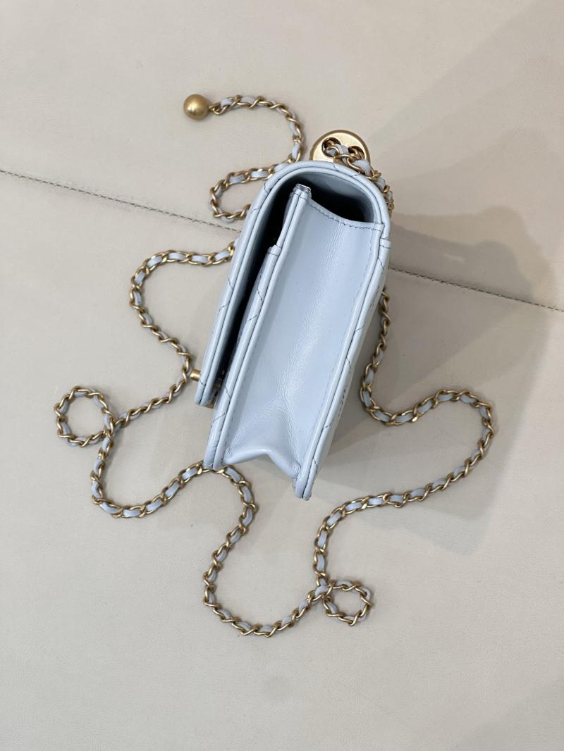 Chanel Shiny Calfskin WOC Purse Blue AP2289