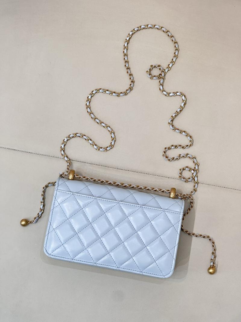 Chanel Shiny Calfskin WOC Purse Blue AP2289