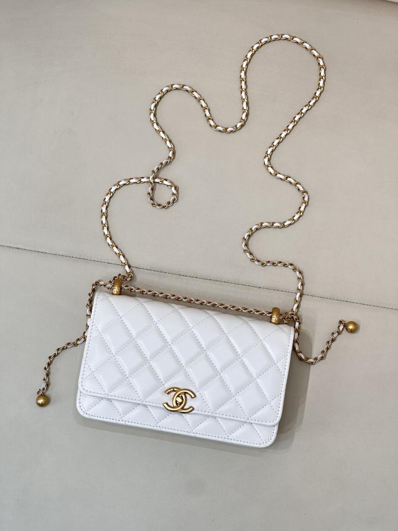 Chanel Shiny Calfskin WOC Purse White AP2289
