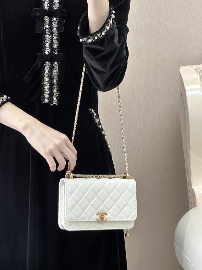 Chanel Shiny Calfskin WOC Purse White AP2289