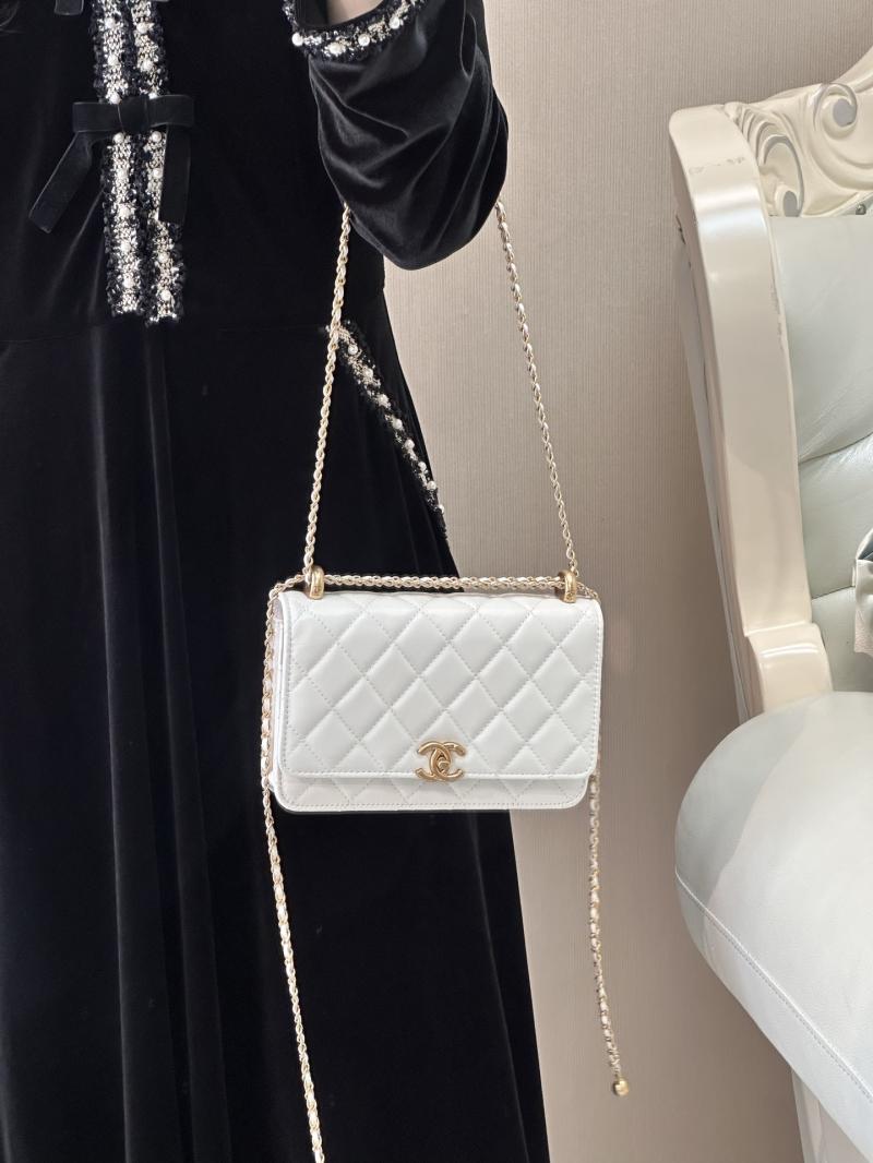 Chanel Shiny Calfskin WOC Purse White AP2289