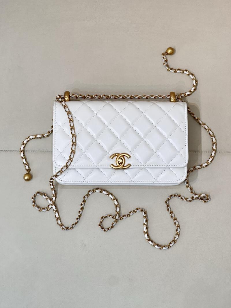 Chanel Shiny Calfskin WOC Purse White AP2289