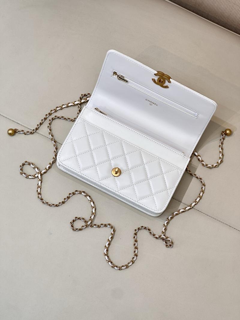 Chanel Shiny Calfskin WOC Purse White AP2289