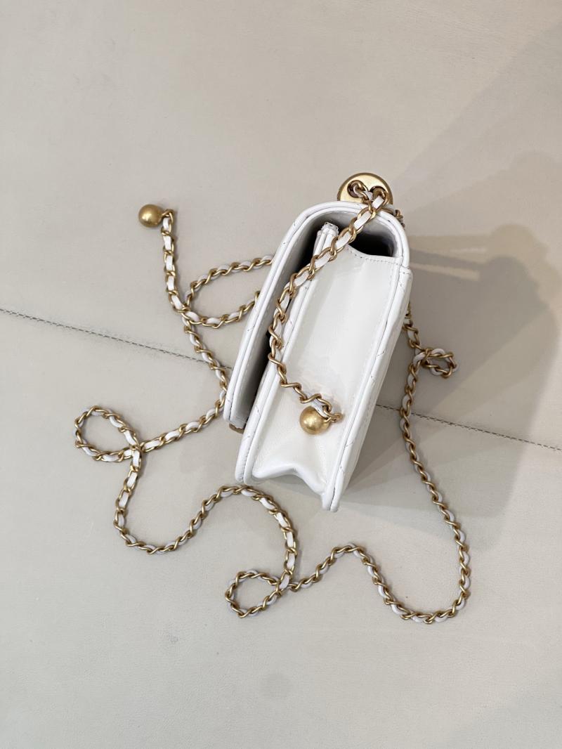 Chanel Shiny Calfskin WOC Purse White AP2289