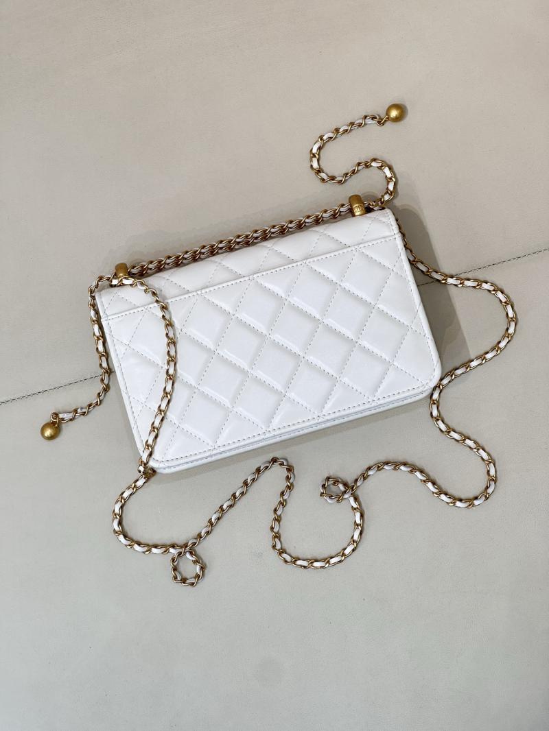 Chanel Shiny Calfskin WOC Purse White AP2289