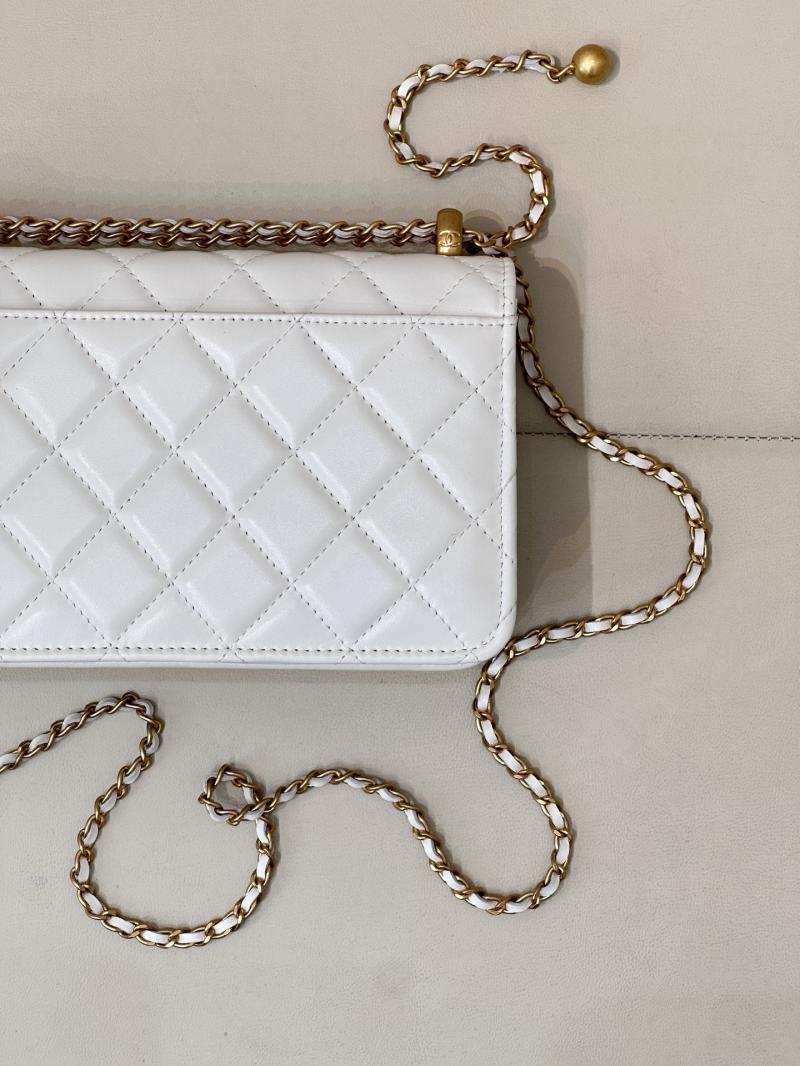 Chanel Shiny Calfskin WOC Purse White AP2289