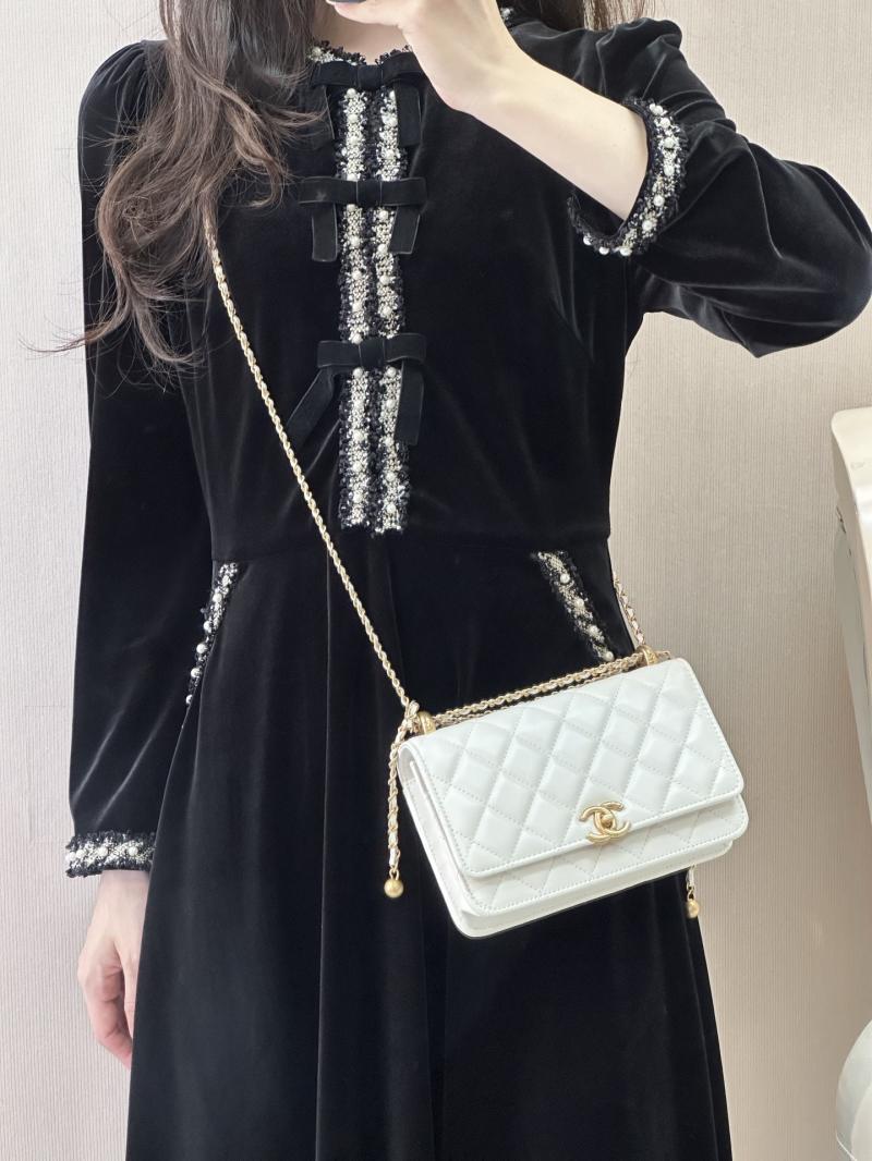Chanel Shiny Calfskin WOC Purse White AP2289