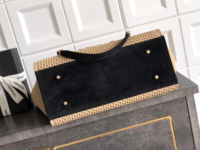 Chanel Small Raffia Shopping Bag Black AS0718