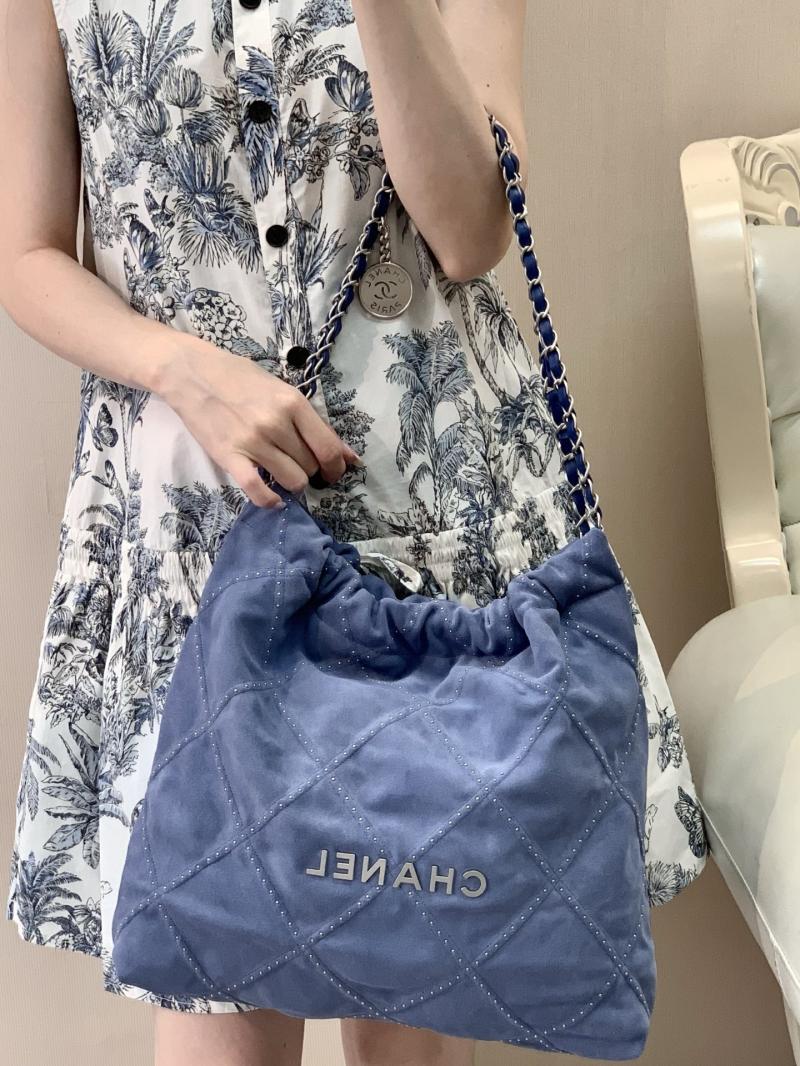Chanel Suede 22 Handbag Blue AS3261