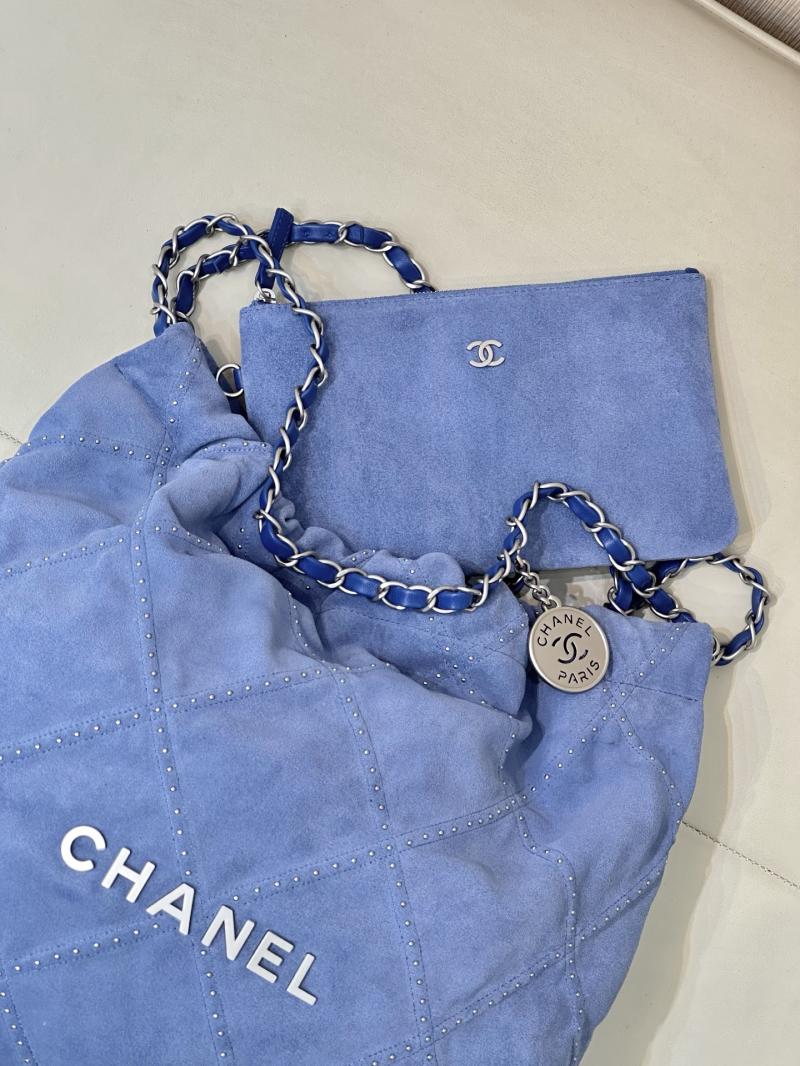Chanel Suede 22 Handbag Blue AS3261
