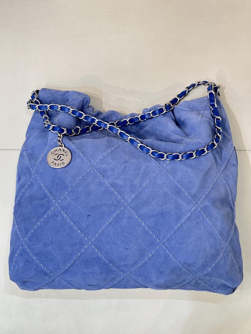 Chanel Suede 22 Handbag Blue AS3261