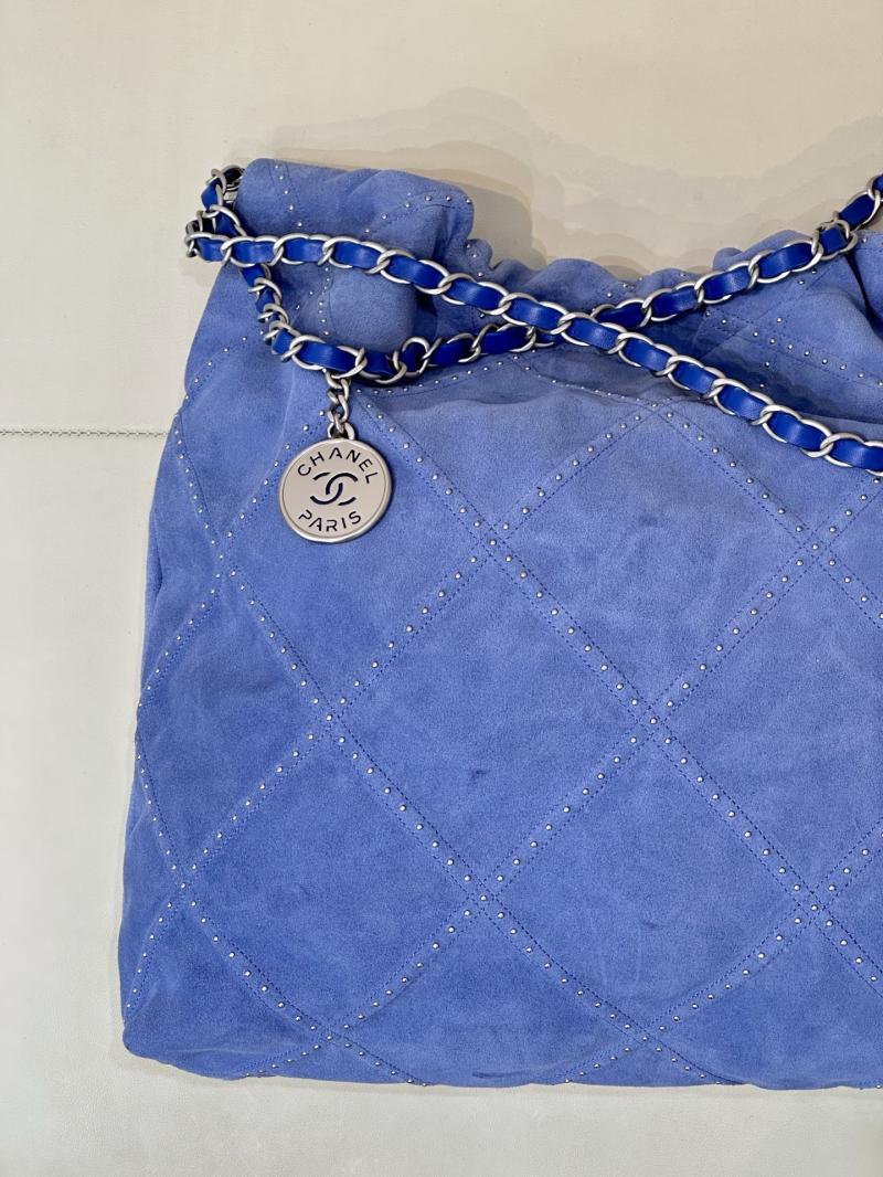 Chanel Suede 22 Handbag Blue AS3261