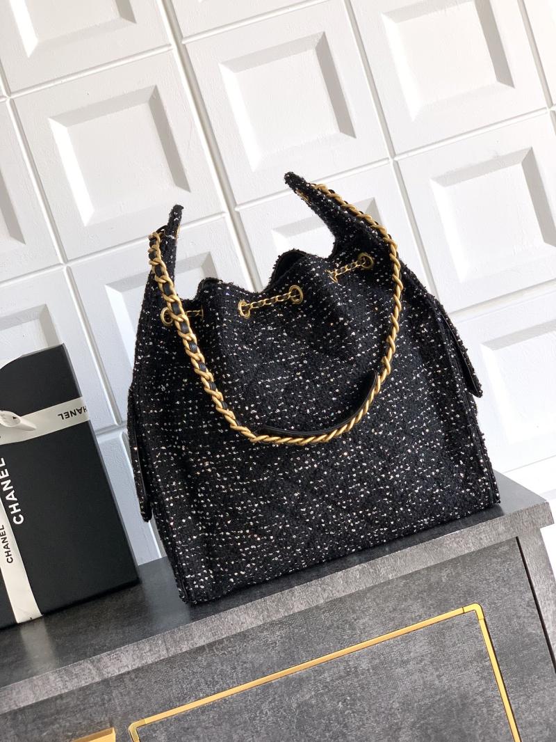 Chanel Tweed 25 Medium Handbag Black AS5311