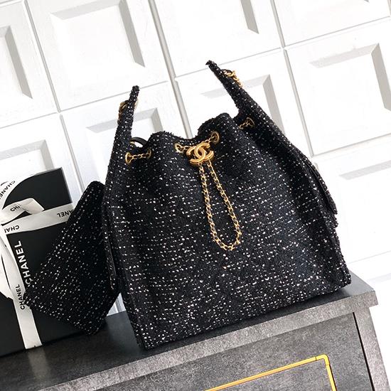 Chanel Tweed 25 Medium Handbag Black AS5311