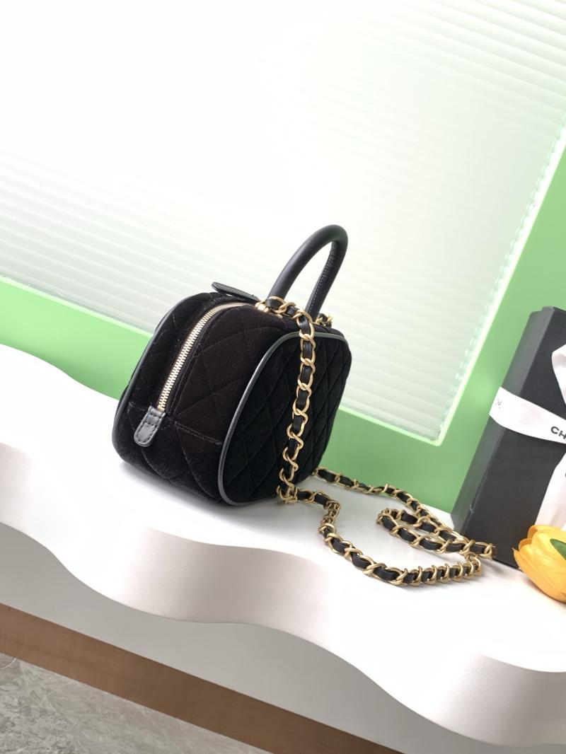Chanel Velvet Mini Bowling Bag Black AS5572