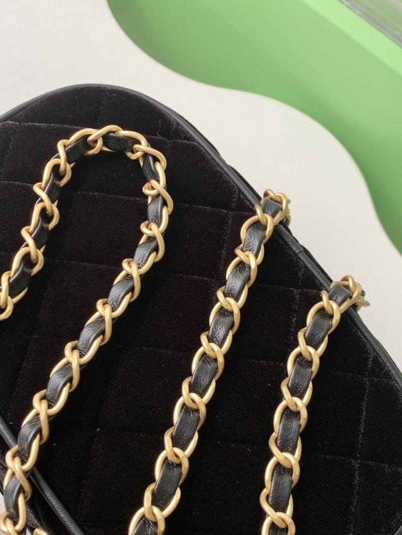 Chanel Velvet Mini Bowling Bag Black AS5572