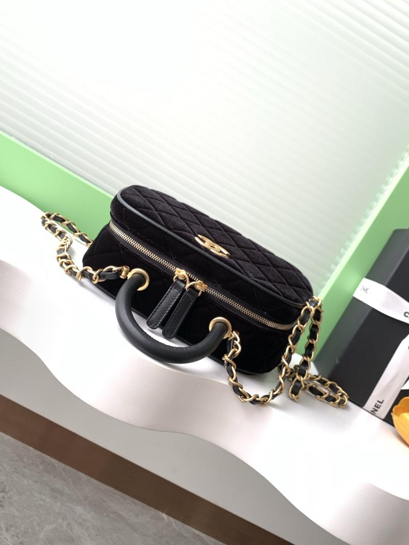 Chanel Velvet Mini Bowling Bag Black AS5572