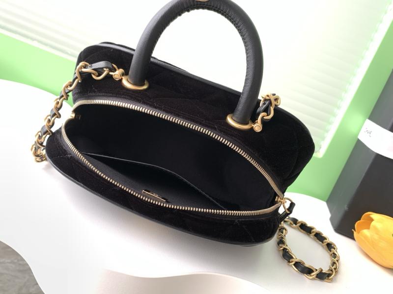 Chanel Velvet Mini Bowling Bag Black AS5572