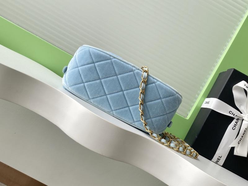 Chanel Velvet Mini Bowling Bag Blue AS5572