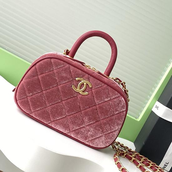 Chanel Velvet Mini Bowling Bag Burgundy AS5572