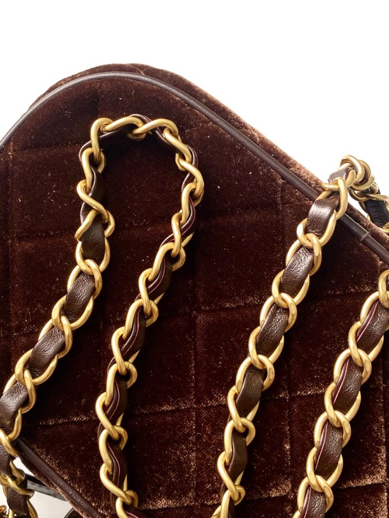 Chanel Velvet Mini Bowling Bag Dark Brown AS5572
