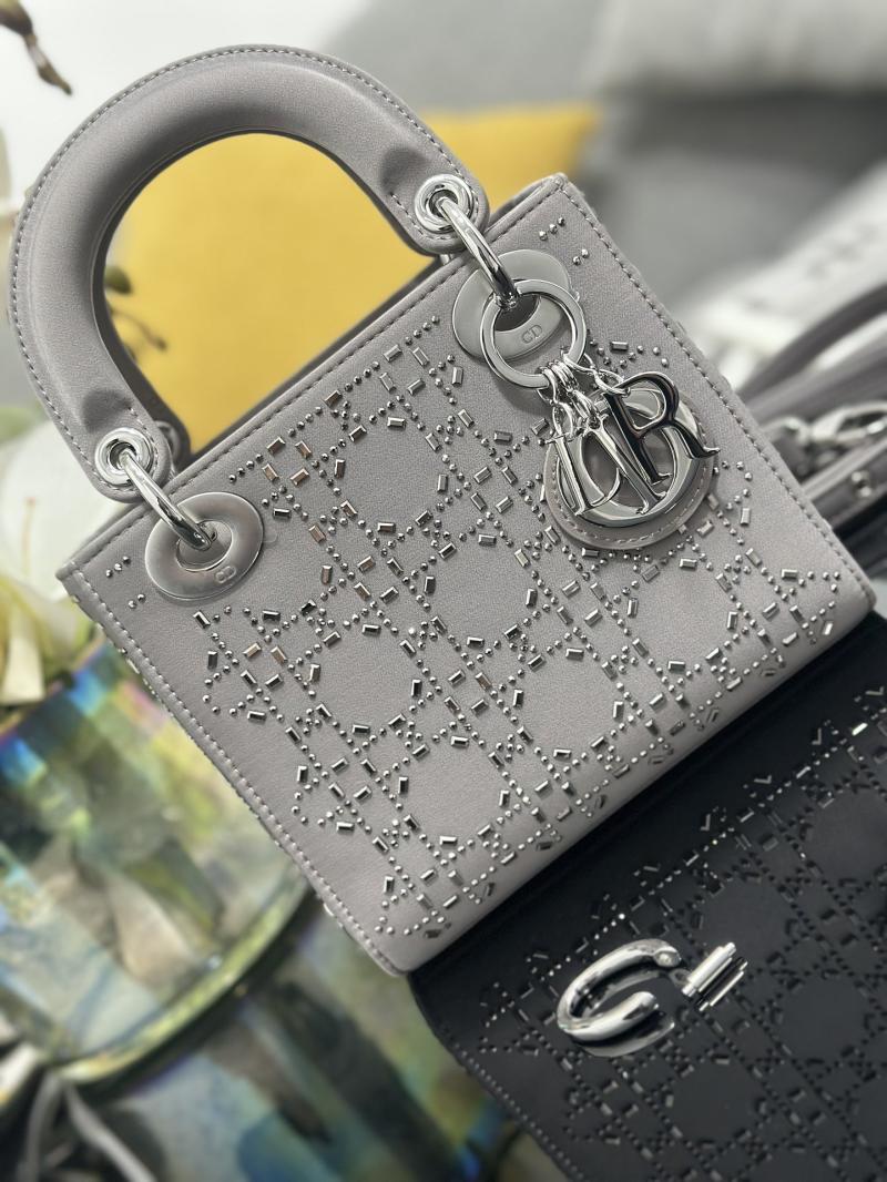 Mini Lady Dior Satin BAG Grey D3330