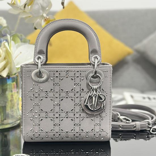 Mini Lady Dior Satin BAG Grey D3330