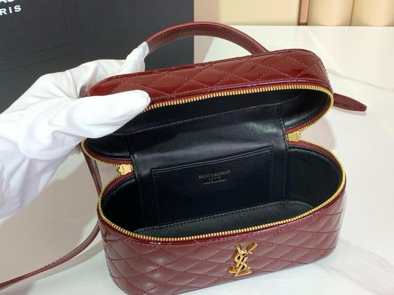 Saint Laurent Patent Gaby Vanity Bag Burgundy 7667311