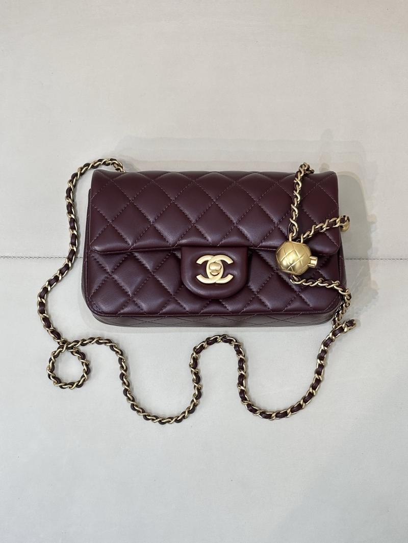 Small Chanel Lambskin Flap Bag Burgundy AS1787