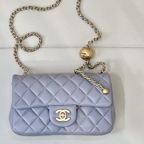 Small Chanel Lambskin Flap Bag Grey AS1787