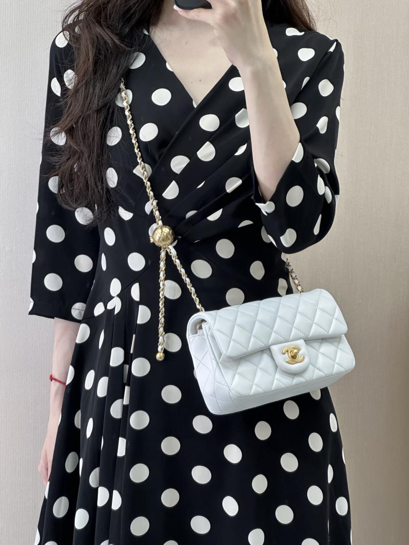 Small Chanel Lambskin Flap Bag White AS1787