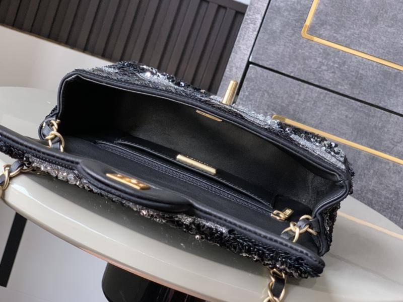 Small Chanel Sequins Embellished Flap Bag Black AS2508