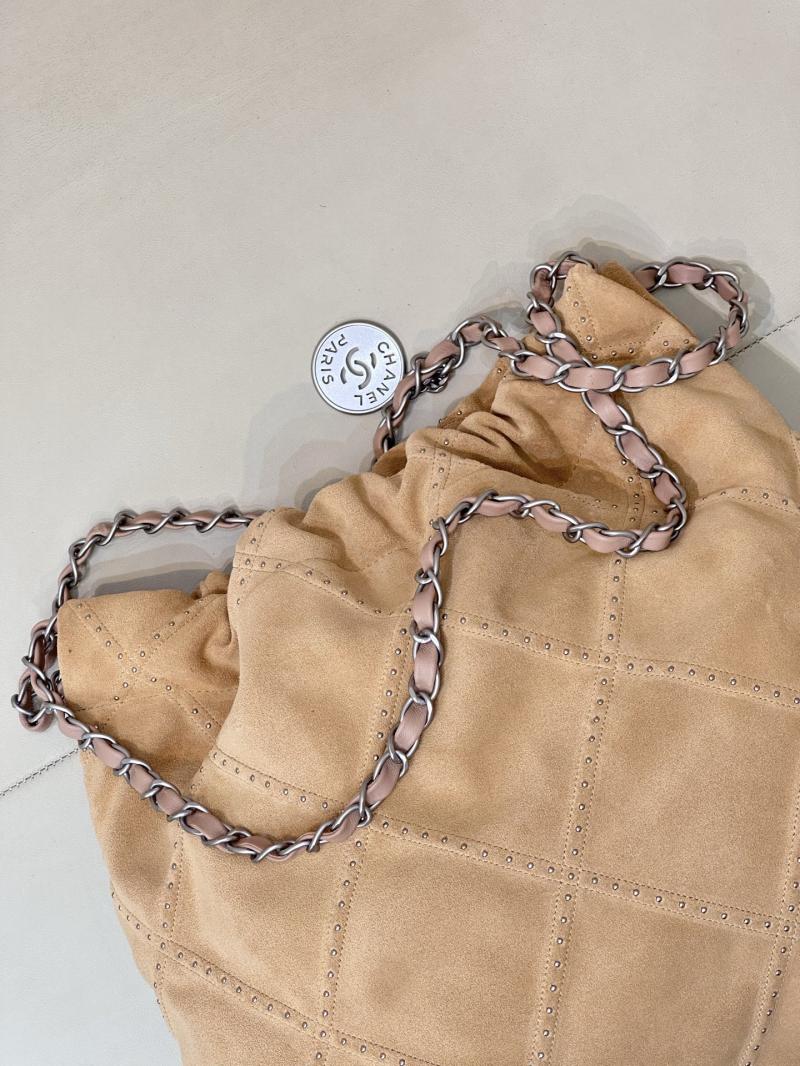 Small Chanel Suede 22 Handbag Beige AS3260