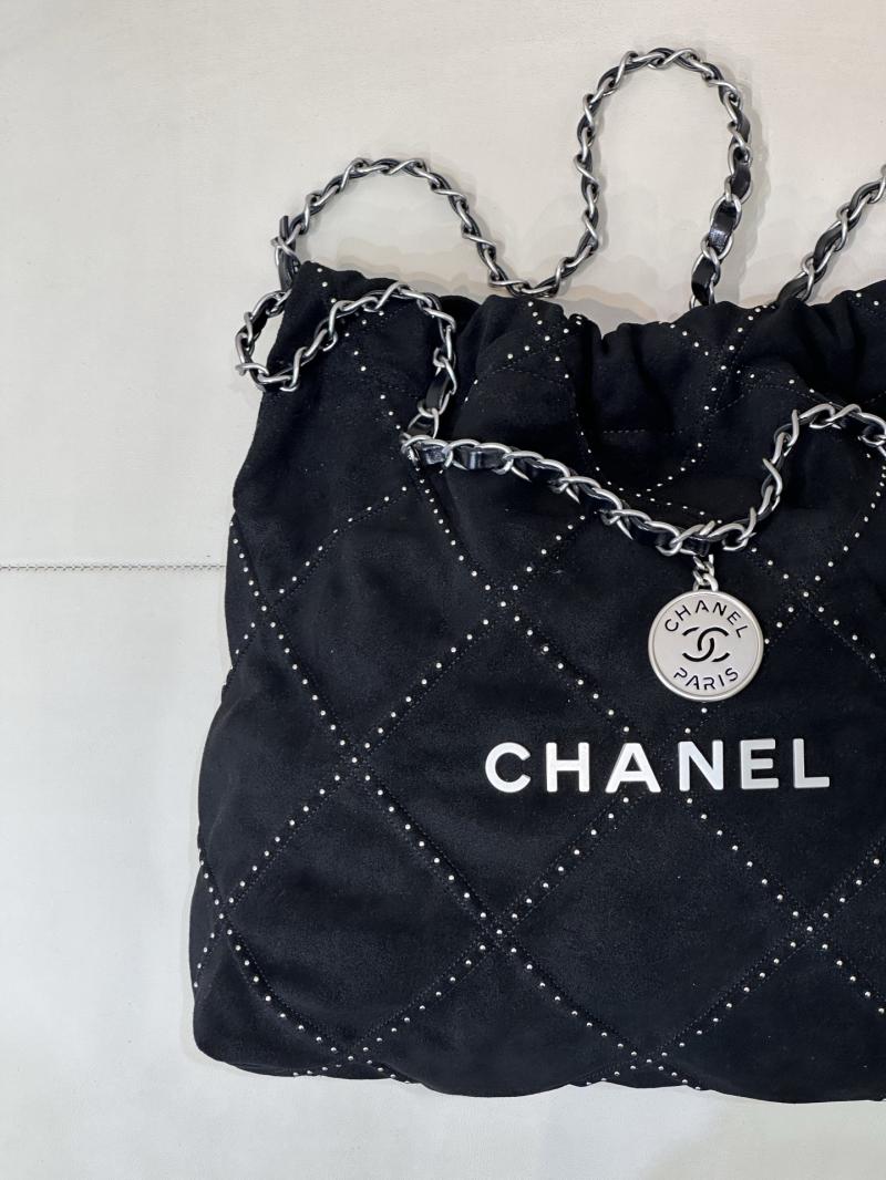 Small Chanel Suede 22 Handbag Black AS3260