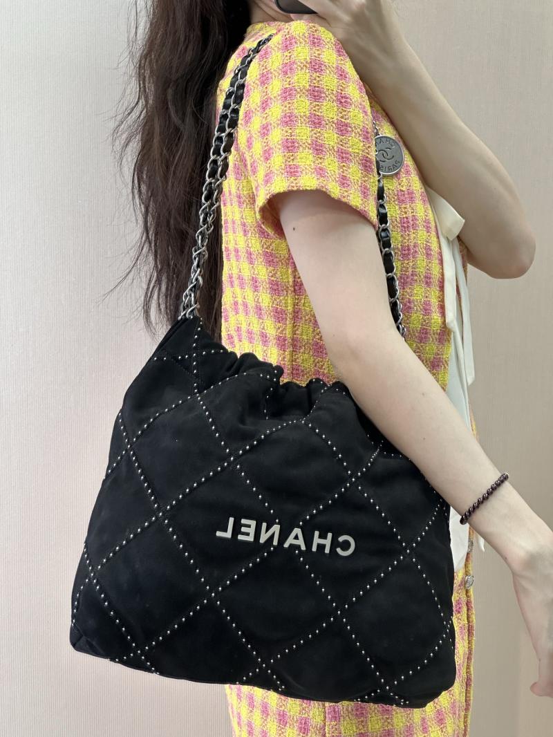 Small Chanel Suede 22 Handbag Black AS3260