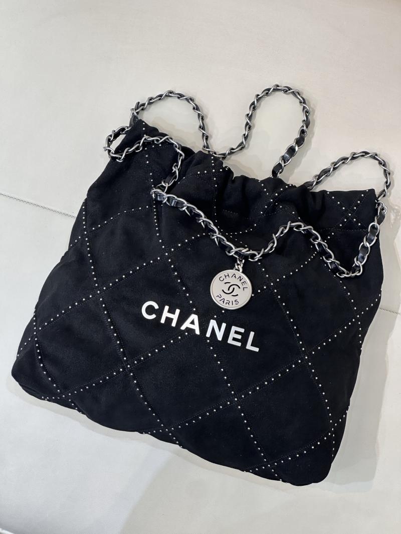 Small Chanel Suede 22 Handbag Black AS3260