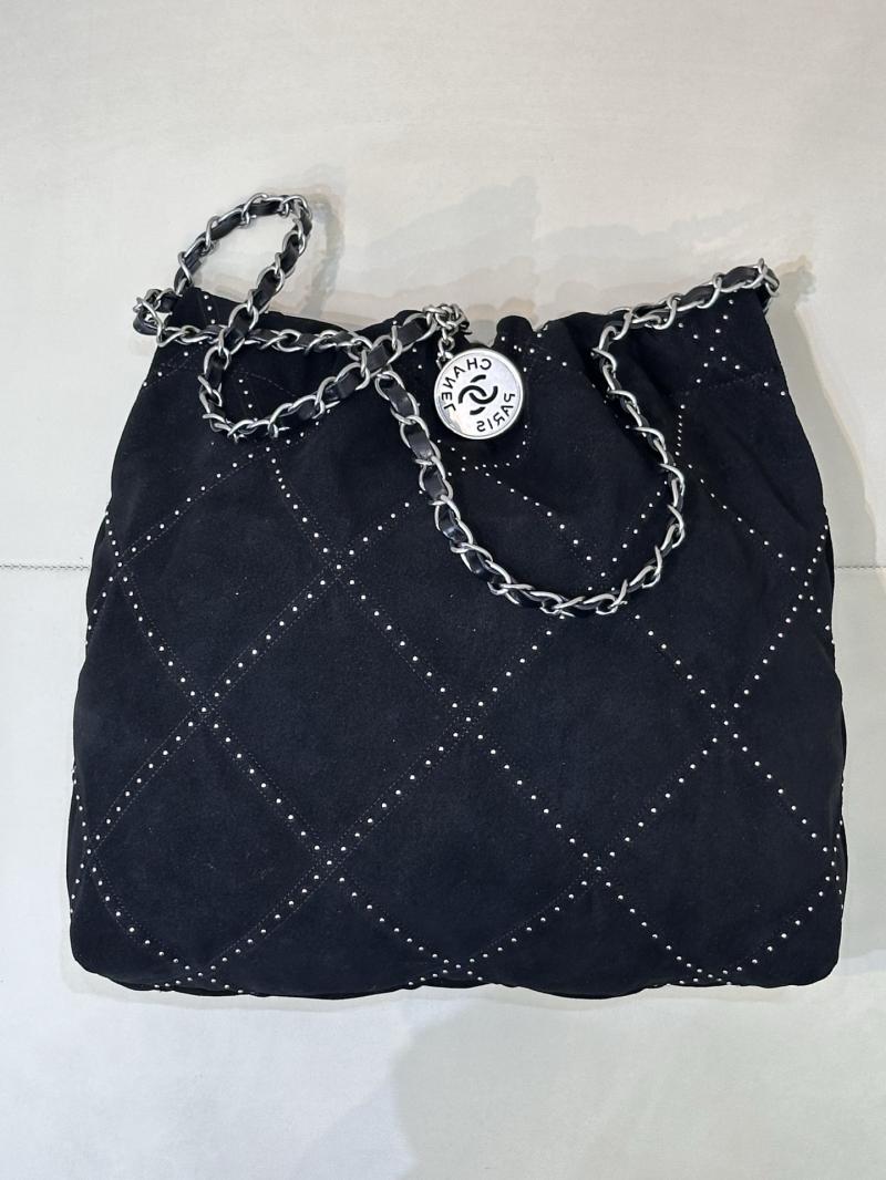 Small Chanel Suede 22 Handbag Black AS3260