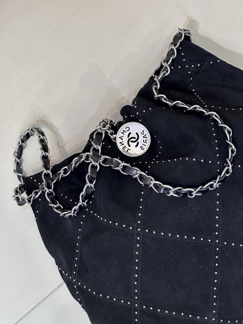 Small Chanel Suede 22 Handbag Black AS3260