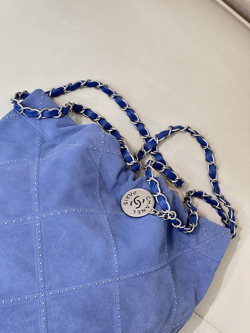 Small Chanel Suede 22 Handbag Blue AS3260
