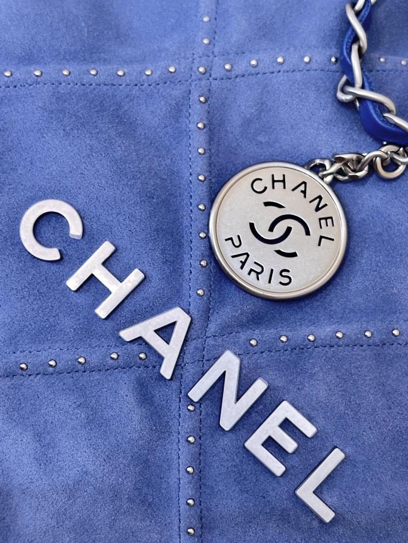 Small Chanel Suede 22 Handbag Blue AS3260