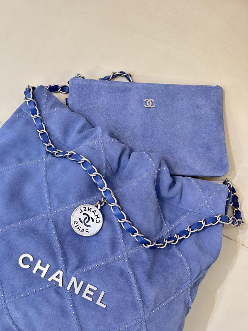 Small Chanel Suede 22 Handbag Blue AS3260