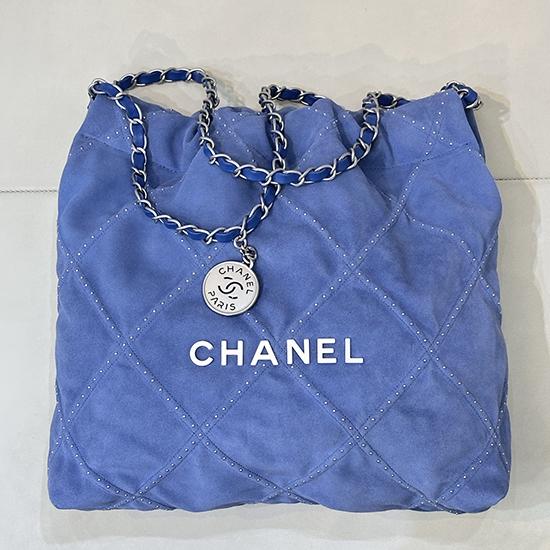 Small Chanel Suede 22 Handbag Blue AS3260