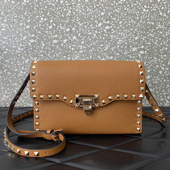 Valentino Small Rockstud Cross body bag Brown V0181
