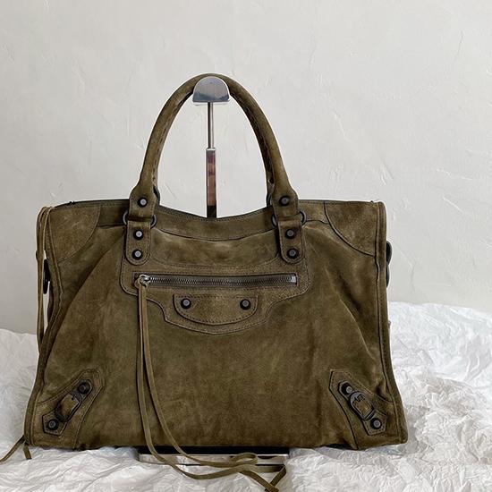 Balenciaga Le City Medium Suede Bag Green 823058
