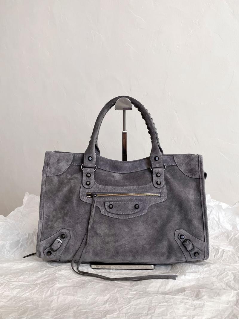 Balenciaga Le City Medium Suede Bag Grey 823058