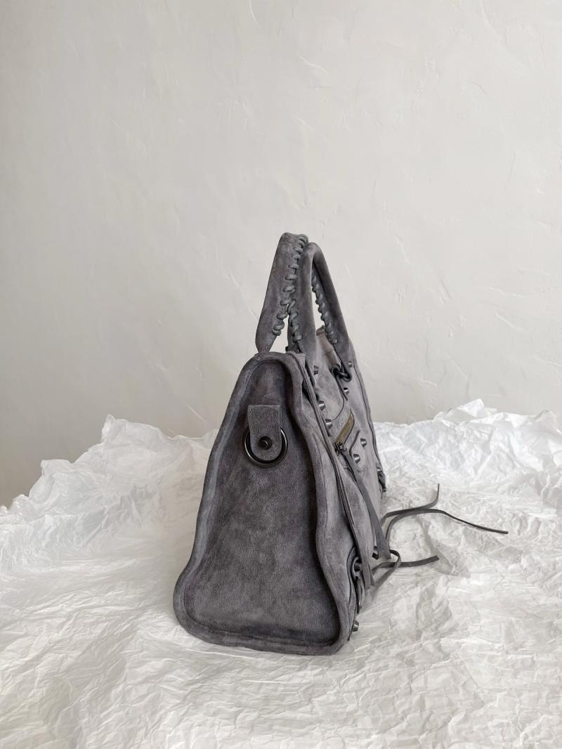 Balenciaga Le City Medium Suede Bag Grey 823058