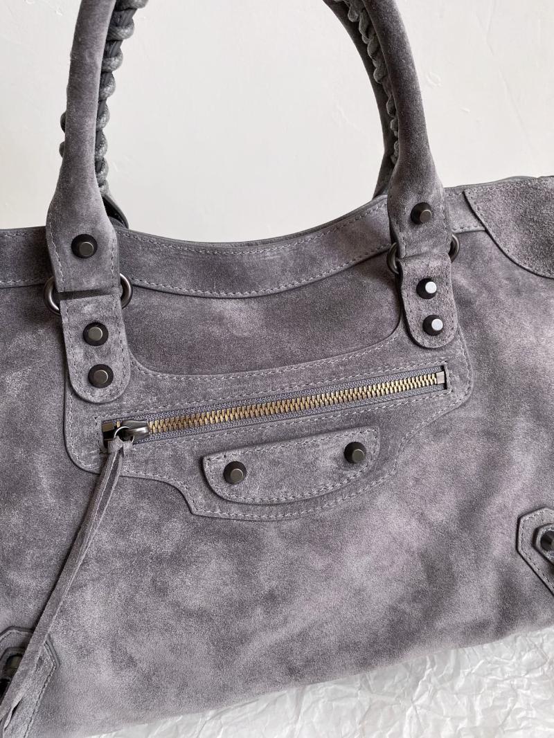 Balenciaga Le City Medium Suede Bag Grey 823058