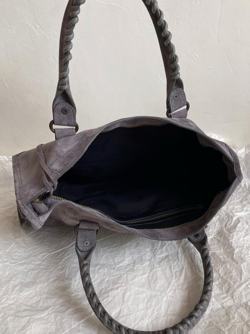 Balenciaga Le City Medium Suede Bag Grey 823058