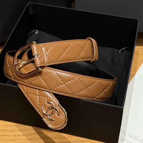 Chanel 3cm Leather Belt Brown BCB90606